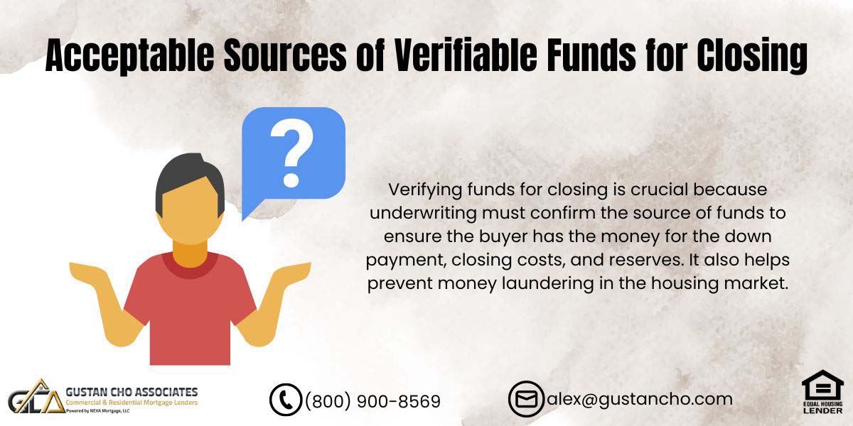 Acceptable Sources of Verifiable Funds for Closing